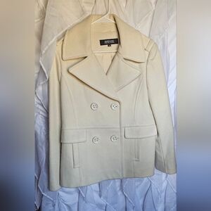 Kenneth Cole Reaction Cream Beige Wool Coat Size 14